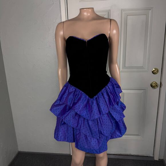 Vintage 80s 90's Rampage Women's Dress 7 Prom Party Formal Velvet Formal E4-10 - Picture 1 of 7
